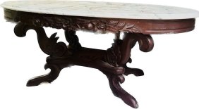 Vintage Italian Carved Marble coffee Table , Made in Italy