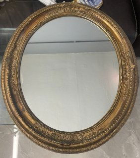 Antique Oval wooden Mirror 24" x 18"