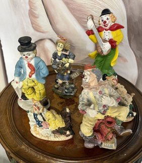 Lot of 5 Porcelain Ceramic figurines Clowns