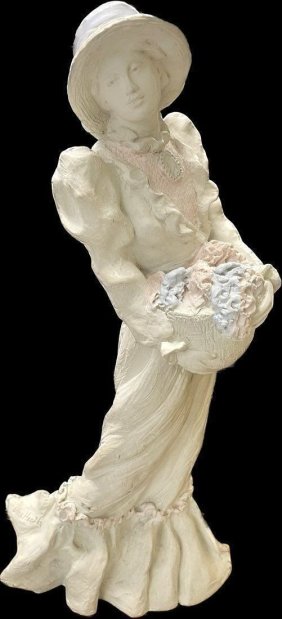 Large Alice Heath Terracotta  Sculpture -  Girl with Hat  20" Tall