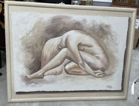 LARGE OIL PAINTING NUDE Signed Kara