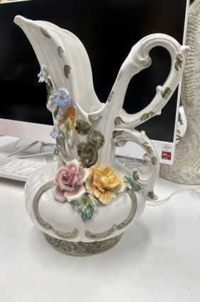 Capodimonte Italy Large Pitcher 12 inches tall