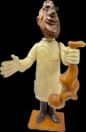 Large Wooden Italian Figurine Doctor &  New born Baby 13 in. tall