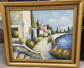 Large oil on canvas Painting Signed Everton Harrison / Marlene Hart 29 x 25 in.