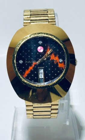 Rare Rado DiaStar 636.0013.3 Original Automatic Gold Purple Dial Swiss Watch 36mm