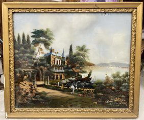 Antique Reverse Oil Painting on glass
