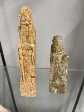 2 Chinese stone marble figurines