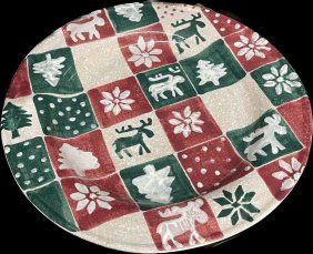 Bellini Pottery Guava Italy Large Contemporary Charger 17 inches diameter