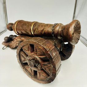 VINTAGE CARVED WOOD CANNON