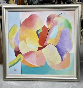 Large Oil on Canvas signed Von 96 Gypsy rose #1. Von 1996