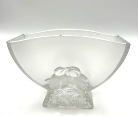 Verlys FRANCE  Art Glass Vase Frosted  Crystal Bowl signed