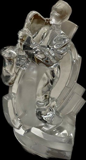 Sevres Crystal France Large Sculpture Sax Player