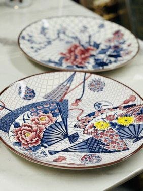 2 Large Japanese plates Asahi Japan & Toyo