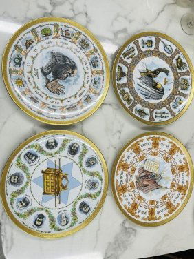 4 Large Plates from an original work of art by Laszlo Ispanky Judaica Goebel W. Germany 1978