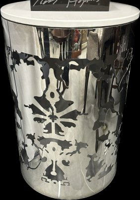 Modern MARBLE TOP STAND with METAL BASE