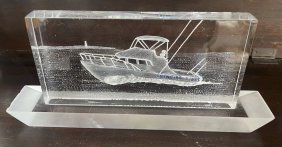 Lucite Acrylic Sailboat Ship Boat Sculpture Changing Tides Signed Malandola