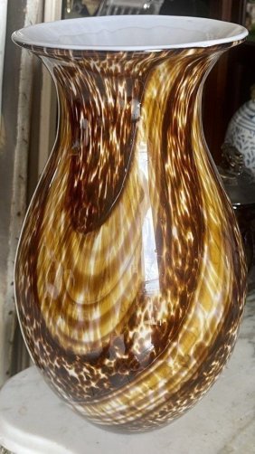 Large Murano Italy Heavy Art Glass Vase 13.5"  Tall