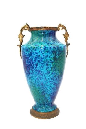Late 19th Century Bosh Belgian Porcelain Vase with Bronze