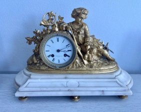 ANTIQUE GORINI FRERES & CIE PARIS France BRONZE GOLD ORMOLU MANTLE CLOCK
