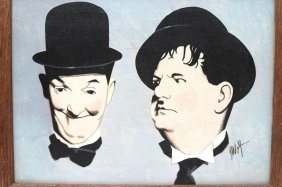Legendary Laurel and Hardy Signed by Artist Portrait