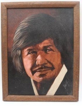 Oil on Canvas Portrait of Charles Bronson Signed By Artist