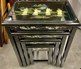 A set of Chinese mother-of-pearl inlaid nesting tables