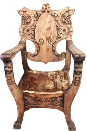 Vintage Toscano Design Hand Carved Wooden Chair 43.6"X25"