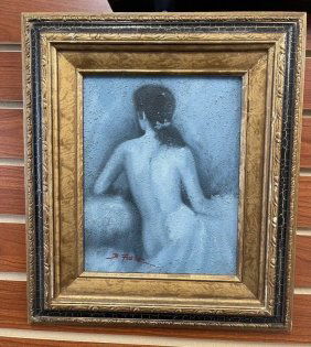 D. Foster Untitled (blue nude), late 20th century Textural granules and Oil on Canvas