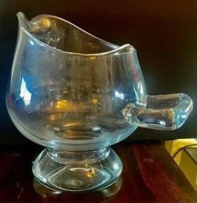 LARGE Heavy ART GLASS Vase with Handle 10.5" x 10.5"