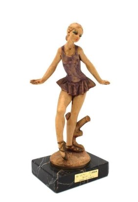 Vintage Resin Depose Ballerina Simonetti On Carrara Marble Base. Marked Depose Italy 353
