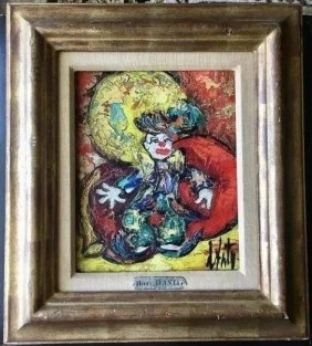HENRY D'ANTY (French 1910-1998) Oil on canvas Painting Clown