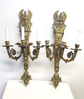 Pair of Vintage Bronze Candle Light Holder . 27.5"X12.5"
