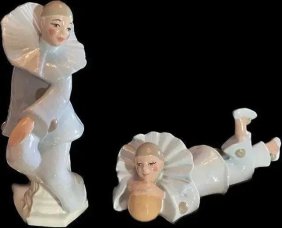 2  Porcelain Clowns figurines