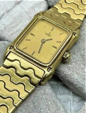 Ebel 234 Classic Wave 18k Gold Bracelet Ladies Watch Quartz 28 x 20mm