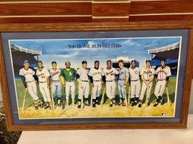 500 Home Run Hitters 1988 lithograph Hand Signed by all Players & Artist Ron Lewis
