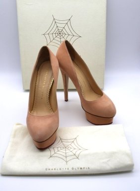 Charlotte Olympia Beige Suede Platform Pumps Size 37.5