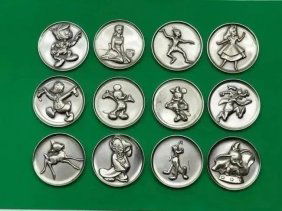Silver DISNEY COMPLETE Kirk Collection Magic of Disney Silver Lot of 12 Coins 1974