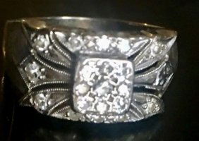 Vintage Signed Harold Freeman EREV 14k White Gold 0.5ct Diamond Band Ring Size 7