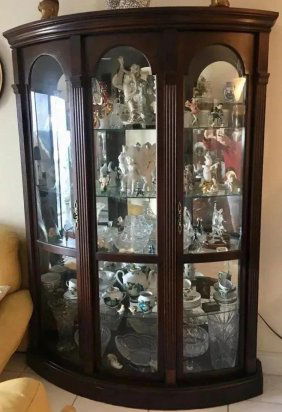 Large Beautiful Mahogany Large Spherical VITRINE /  Display Cabinet 78"H x 54" W