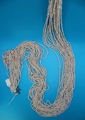 Vintage Beige 20 Strand Seed Bead Necklace  38" inches  177 Grams