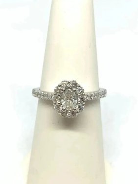 LADIES ENGAGEMENT RING 14KT WHITE GOLD US#5 w. GIA 0.31CARAT G SI1