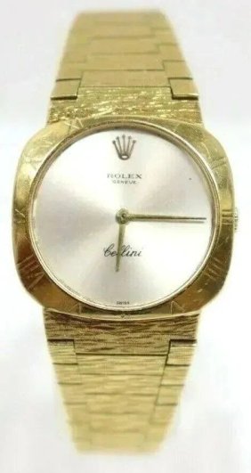Authentic Rolex Cellini Cal 1600 18K Yellow Gold Ladies Watch Size 6.5 in.