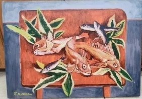 Seiki Kuroda  ( After)Fish  Oil on canvas  27" x 19"