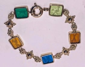 TAGLIAMONTE 14K Yellow Gold Dancing Angels Multi Gem Bracelet 7.5"