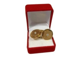 Vintage Pair of Art Deco 14K Gold Lebolt & Company Cuff-Links with Diamonds