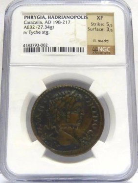 PHRYGIA HADRIANOPOLIS Caracalla AD 198-217 XF NGC COIN