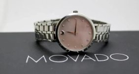 MOVADO 0606612 Museum Mother of Pearl Diamond Dial Ladies S.S. Watch MSRP $1100