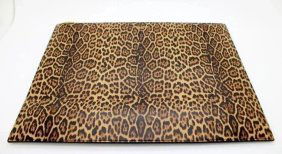 Saint Laurent Leopard Printed Calfskin Leather Large Pouch 635099