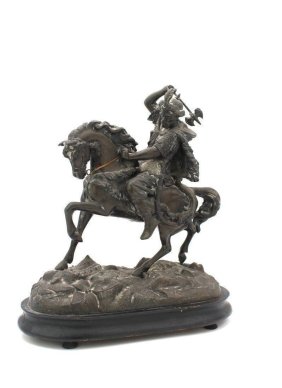 Warrior horse rider Vintage Metal Statue 36 cm