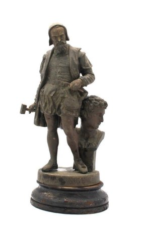 Vintage Metal Statue of Michel-Ange 15" tall